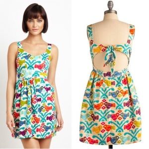 Judith March Aztec bird print mini dress
